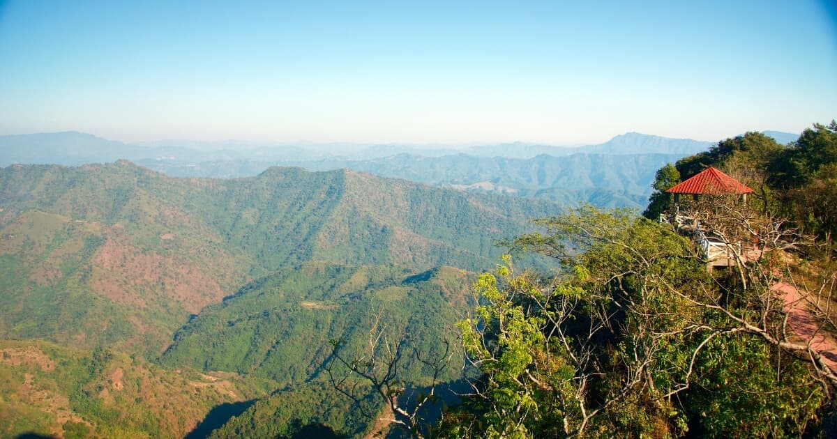 Scenic mountain landscape and lush green hills of Mizoram, Northeast India