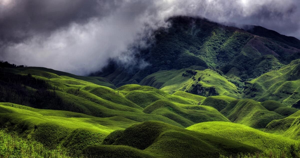 Beautiful rolling green hills and misty landscape of Nagaland, Northeast India