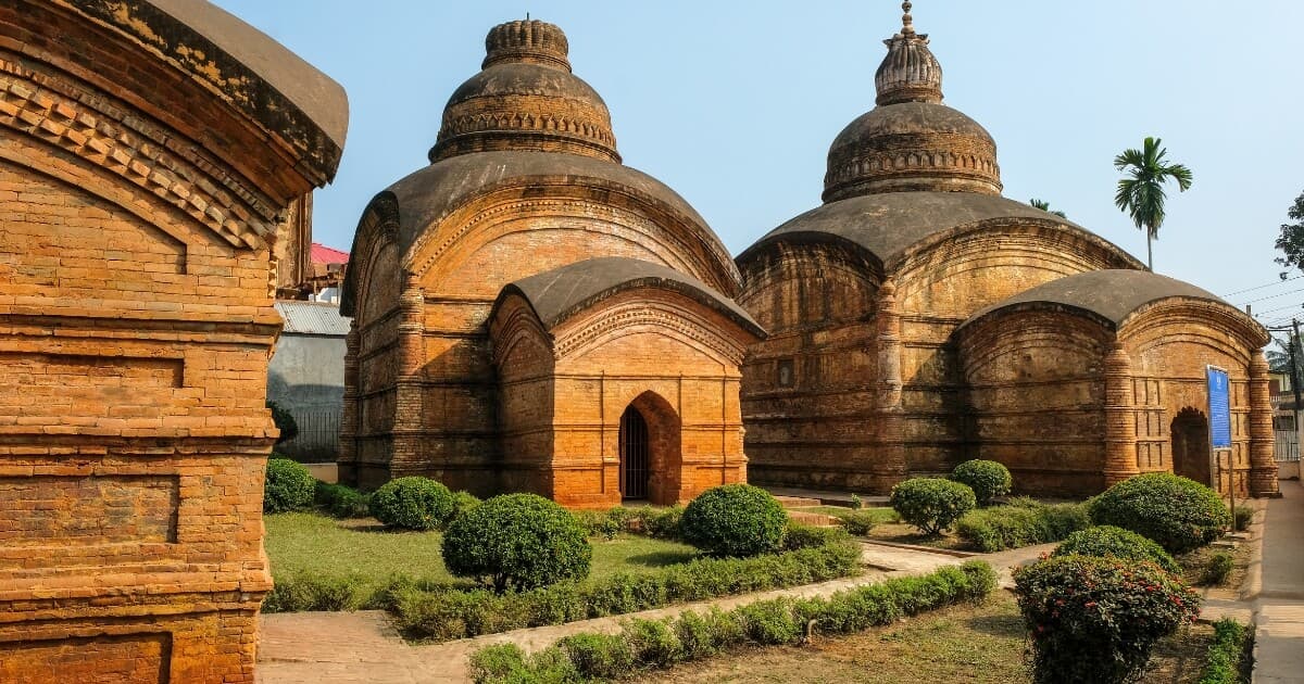 Historic terracotta temple architecture at Bishnupur in Tripura, Northeast India