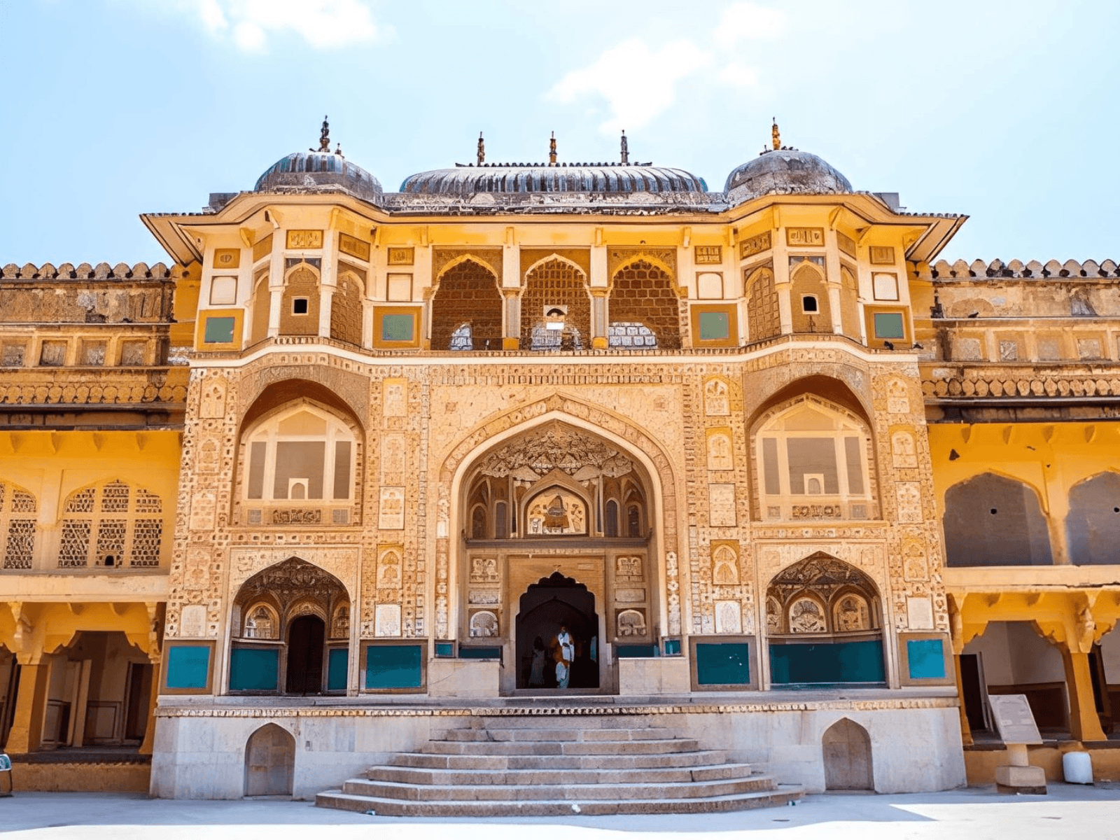 Ornate royal courtyard and historic architecture inside Amber Fort Jaipur